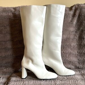 Zara White Knee-High Boots